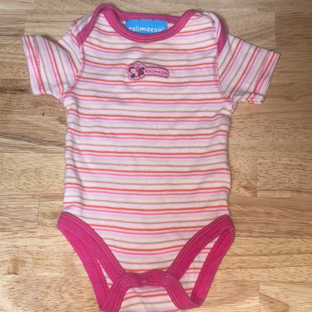 Pink Striped Girls One Piece by Colimaçon (3 Months)